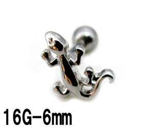 画像1: ＳＳ　サージカルステンレス　トカゲモチーフバーベル　【１６Ｇ　１４Ｇ】６ｍｍ　ボディピアス　★ネコポス翌日３００円★