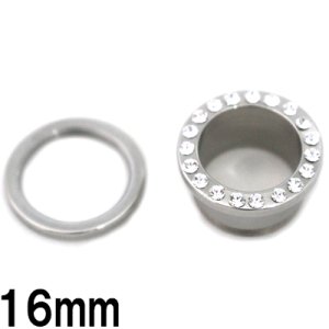 画像2: ＳＳ　サージカルステンレス　ラインストーン付きニュー トンネル　【１６ｍｍ】　ボディピアス　★ネコポス翌日３００円★