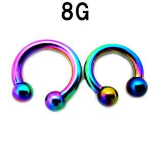 画像1: ＮＩＯＲＢ　レインボーニオビウム　サーキュラーバーベル　【８Ｇ】１２ｍｍ　ボディピアス　★ネコポス翌日３００円★