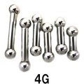 ＳＳ　サージカルステンレス　ストレートバーベル【４Ｇ】(６〜３２)ｍｍ　ボディピアス　★ネコポス翌日３００円★