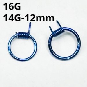 画像: ＮＩＯＢＬ　ブルーニオビウム　バネ付きリング　　【１６Ｇ　１４Ｇ】-１２ｍｍ　ボディピアス　★ネコポス翌日３００円★