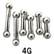 画像1: ＳＳ　サージカルステンレス　ストレートバーベル【４Ｇ】(６〜３２)ｍｍ　ボディピアス　★ネコポス翌日３００円★