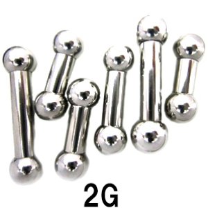 画像: ＳＳ　サージカルステンレス　ストレートバーベル【２Ｇ】(６〜２６)ｍｍ　ボディピアス　★ネコポス翌日３００円★