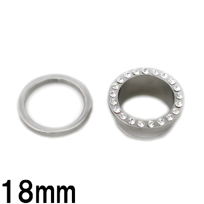 画像2: ＳＳ　サージカルステンレス　ラインストーン付きニュー トンネル　【１８ｍｍ】　ボディピアス　★ネコポス翌日３００円★