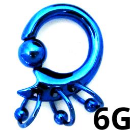 画像1: ＮＩＯＢＬ　ブルーニオビウム　三連親子ビーズリング　【６Ｇ】　ボディピアス　★ネコポス翌日３００円★