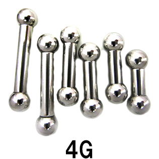 画像1: ＳＳ　サージカルステンレス　ストレートバーベル【４Ｇ】(６〜３２)ｍｍ　ボディピアス　★ネコポス翌日３００円★