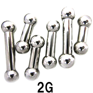 画像1: ＳＳ　サージカルステンレス　ストレートバーベル【２Ｇ】(６〜２６)ｍｍ　ボディピアス　★ネコポス翌日３００円★